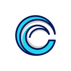 Wave letter c logo vector, c letter mark, initial letter c business name