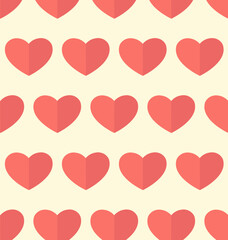 Two color paper hearts seamless pattern on a bright  background. Origami figure of lovers
