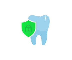 Vector tooth and shield, dental health protection  logo design. Dental insurance, dental care concepts vector design and illustration.

