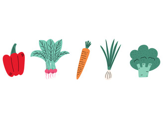 Set of vegetables. Vector illustration in flat style