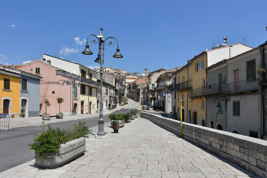 A narrow street in Trivento, a mountain village in the Molise region of Italy.
