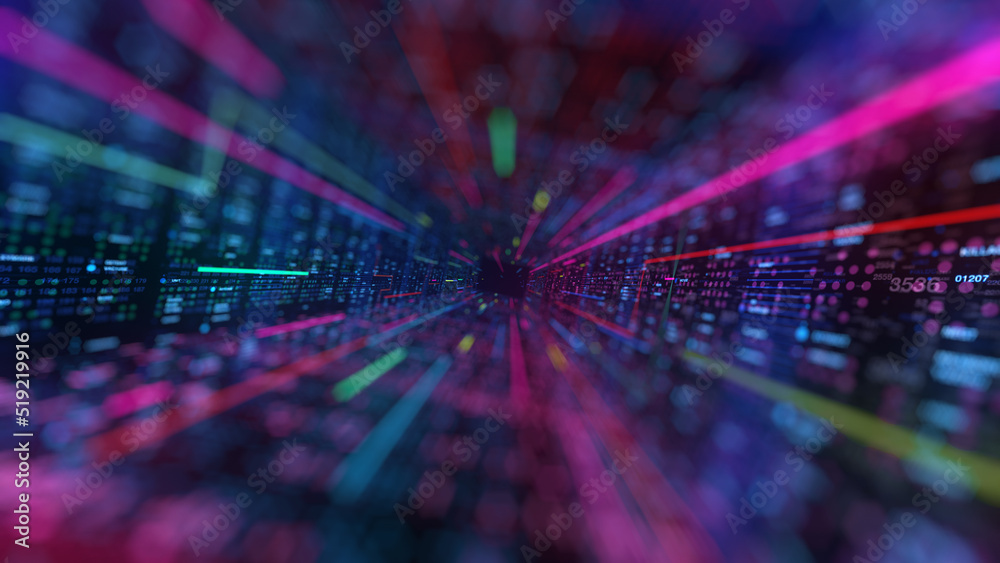 Wall mural virtual city technology communication and software development – futuristic digital infrastructure, 