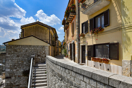A narrow street in Trivento, a mountain village in the Molise region of Italy.