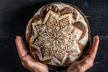 Star Decorated Sourdough Bread