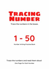 High Resolution full page Kids Counting Practise Study Material, Number Tracing Homework Set for Kindergarten