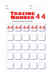 High Resolution full page Kids Counting Practise Study Material, Number Tracing Homework Set for Kindergarten