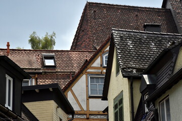 Verwinkelte alte Hausgiebel in Heidenheim