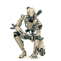 super robot is kneeling