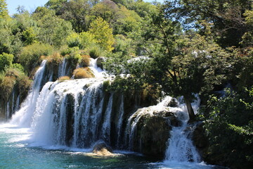 Waterfalls Nature mountains clear blue