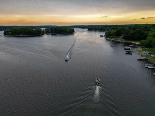 Lake boating, drone