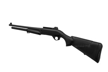 Modern semi-automatic shotgun. Weapons for sports and hunting. Black weapon isolate on white back.