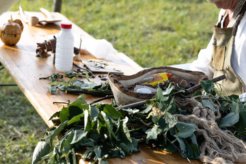 florist workplace, natural plants concept