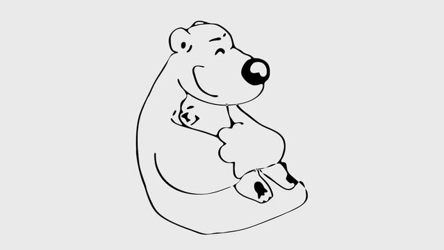 Animation of a happy bear hugging his little bear. bears hug and swing