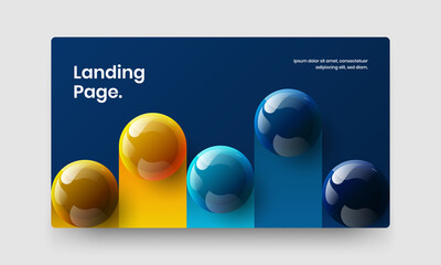 Clean 3D balls site illustration. Amazing company cover vector design concept.