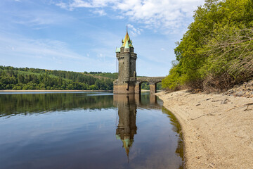 Straining tower on lake Vyrnwy, Wales - 519225531