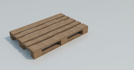 3d render. Isolated wooden euro pallet. With empty text area.