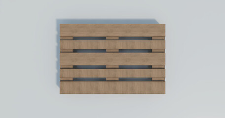 3d render. wooden pallet. top view.