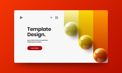 Bright landing page vector design layout. Amazing 3D spheres corporate identity concept.
