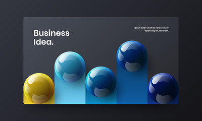 Simple corporate brochure design vector template. Fresh realistic balls handbill concept.