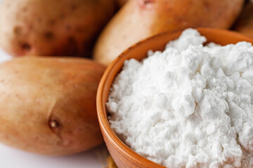 potato starch on a white acrylic background