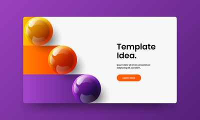 Colorful website vector design concept. Trendy realistic balls corporate cover layout.