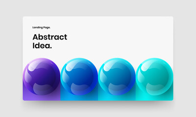 Multicolored catalog cover vector design illustration. Original realistic spheres postcard template.