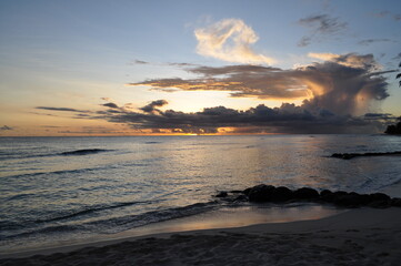 cloudy orange sunset in the Caribbean