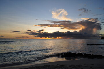 cloudy orange sunset in the Caribbean