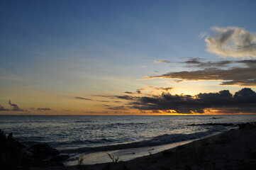 cloudy orange sunset in the Caribbean
