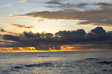cloudy orange sunset in the Caribbean