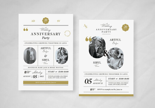 Minimalist and Elegant Wedding Anniversary Invitation