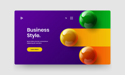 Fresh 3D balls booklet layout. Bright company cover vector design template.