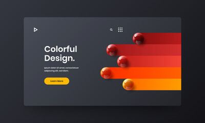Trendy site vector design illustration. Vivid 3D spheres company brochure template.