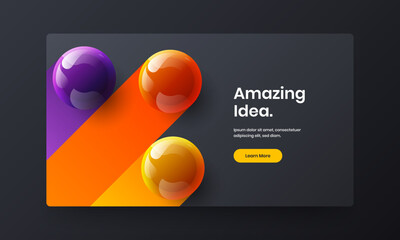 Simple corporate cover vector design illustration. Colorful 3D balls landing page template.