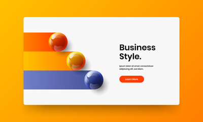 Simple 3D spheres landing page template. Isolated flyer vector design concept.
