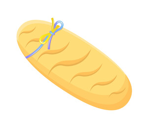 Ukrainian bread. Loaf of bread with Ukrainian ribbon. Vector illustration.
