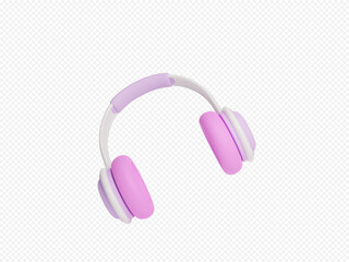 3d headphones on isolated transparent background. Headphone icon 3d illustration