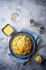 Pumpkin cream sauce pasta in  the plate