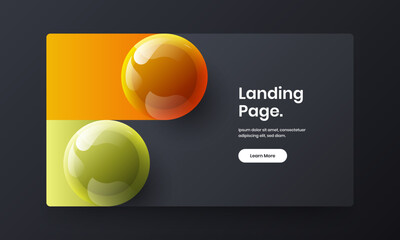 Simple handbill design vector layout. Multicolored 3D balls corporate brochure illustration.