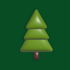 3d rendering of a  fir tree isolated in green  background.