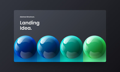 Minimalistic site design vector layout. Multicolored realistic spheres cover illustration.