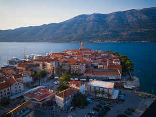 Naklejka na ściany i meble Korcula island in Croatia Sunset - Twilight