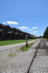Fototapeta premium New Condos beside bicycle path and train tracks