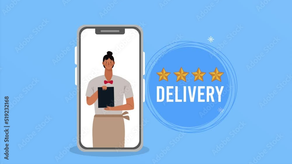 Sticker food delivery service lettering animation