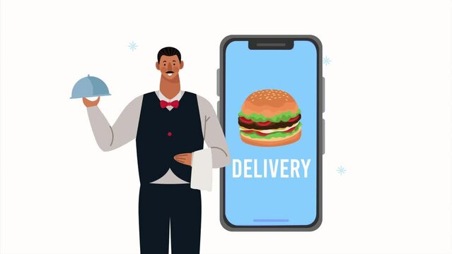 food delivery service lettering animation