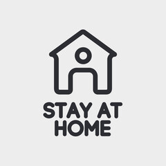 Stay at home sign vector line style isolated on white backgtound .Coronavirus prevention method. Stay home club. Corona virus quarantine illustration. Self isolation concept. Home icon. 10 eps