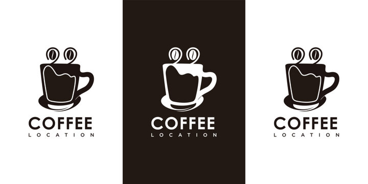 Coffee location logo design Premium Vector