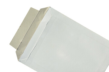 White cardboard paper mail envelope on a white background