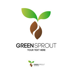 Vector green sprout logo modern color style with leaves and seed for eco shop, agriculture company, nature firm, ecology, healthy organic and farm fresh food. 10 eps