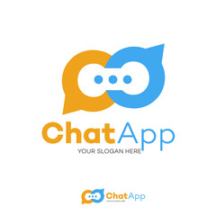 Chat logo flat style isolated on background for social media, communication, chat bot, chatting technology, support, connection, consulting agency, business, teamwork, forum, app. Vector 10 eps